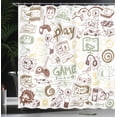 thumbnail image 3 of Ambesonne Video Games Shower Curtain, Monochrome Gaming 90s, 69"Wx70"L, Pale Caramel, 3 of 4