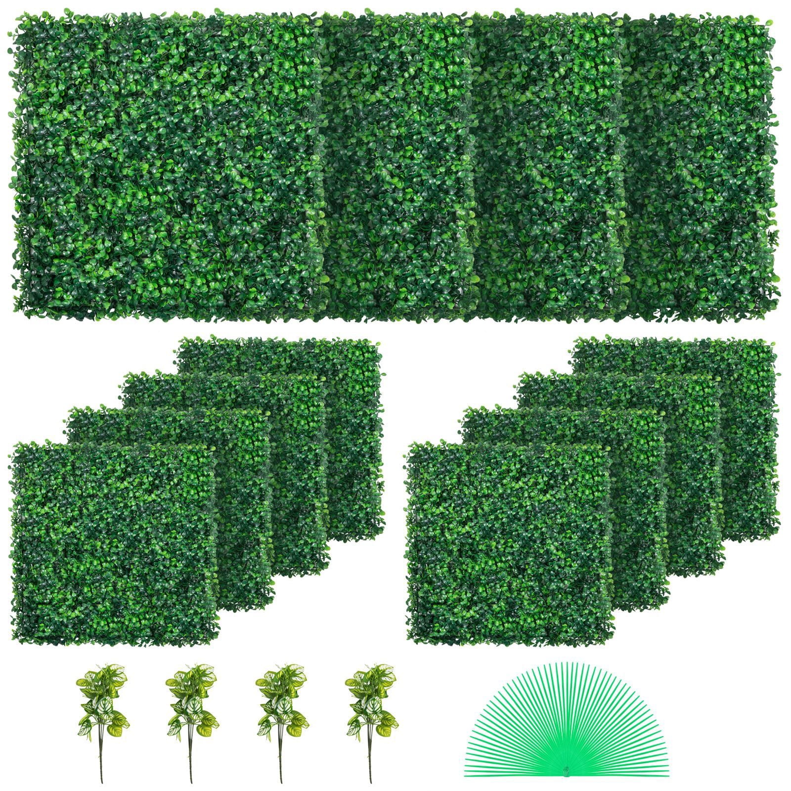 12PCS Artificial Boxwood Panels, Boxwood Hedge Wall Panels,Artificial Grass Backdrop Wall 1.6\",Privacy Hedge Screen UV Protected for Outdoor Indoor Garden Fence Backyard, 20x20inch