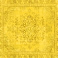 thumbnail image 1 of Ahgly Company Machine Washable Indoor Square Abstract Yellow Modern Area Rugs, 5' Square, 1 of 4