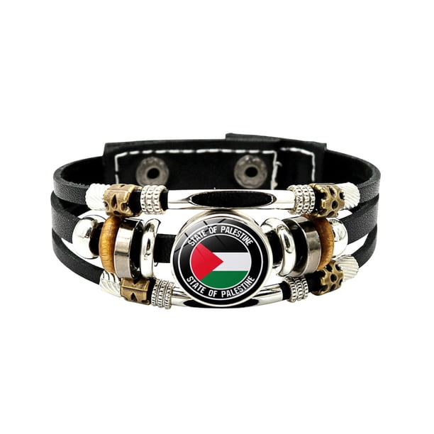 Fiudx Ofertas Flash Del Día Solo En Línea Pulsera De Cuero Con Bandera Palestina, Pulsera Punk Vintage Con Cuentas, Artesanía, Artículo Pequeño Popular