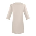 thumbnail image 4 of Camiseta holgada de cuello en V y manga 7/8 para mujer: mangas 7/8 de moda, corte relajado, tejido transpirable, 4 of 5