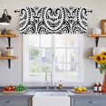 thumbnail image 3 of 2 Pack Abstract Ethnic Valance for Window Boho Geometric Trible Black Floral Texture Kitchen Valance Rod Pocket Short Curtain Topper Decorative Window Treatment for Living Room Bedroom 42"x12", 3 of 9