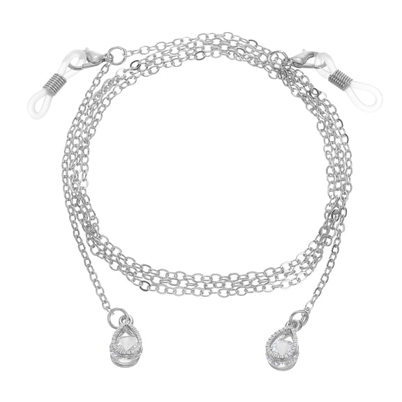 Uxcell Beaded Glasses Chain, Water Drop Eyeglass Chain Eyewear Retainer Eyeglasses Strap Holder Around Neck Sunglasses Chains for Women Girls, Silver