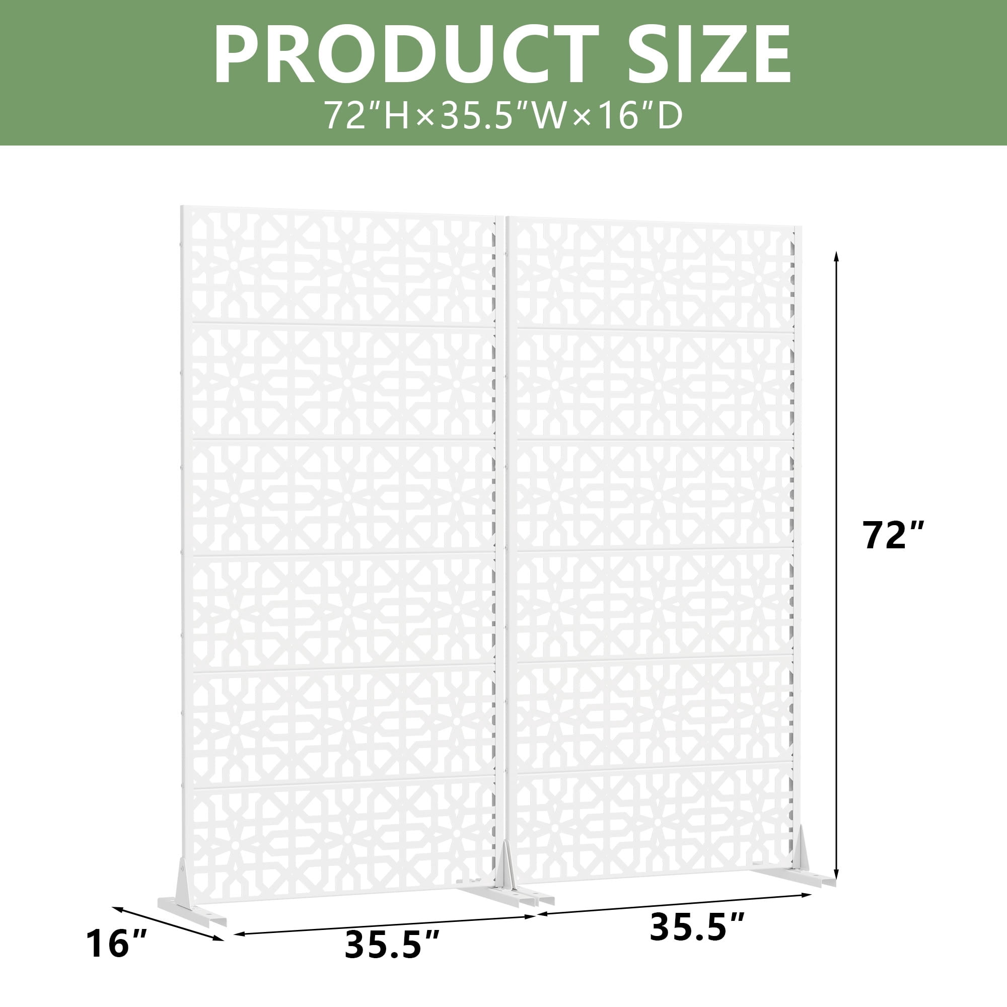MAYEERTY 6 Panels Outdoor Privacy Screen, Metal Decorative Privacy Fence, 2 pcs Privacy Panel for Patio, Balcony, Backyard, Garden