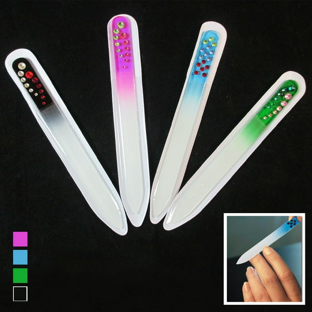 2PC Double Sided Etched Crystal Nail File Set For Nail Art Emery Boards