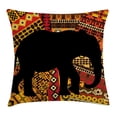 thumbnail image 1 of Elephant Throw Pillow Cushion Cover, Animal Theme Design Elephant Silhouette on Ethnic Textures Pattern Print, Decorative Square Accent Pillow Case, 20 X 20 Inches, Brown and Black, by Ambesonne, 1 of 2