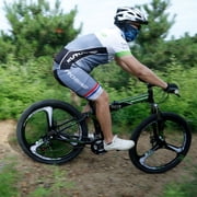 Eurobike 27.5 inches Full Suspension Folding Mountain Bike 21 Speed Foldable Bicycleb Men or Women MTB for Afults Green