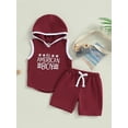 thumbnail image 2 of Bagilaanoe Baby Boy 4th of July Outfits 0-3T Infant Independence Day Clothes 2PCS Toddler Summer Sleeveless Letter Print Hooded Vest Tops Shorts Set, 2 of 8