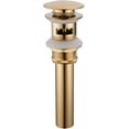 thumbnail image 1 of Desagüe para lavabo de baño de latón cepillado dorado, tapón de trinquete moderno con presión y clic y ranura para desbordamiento, 1 of 5