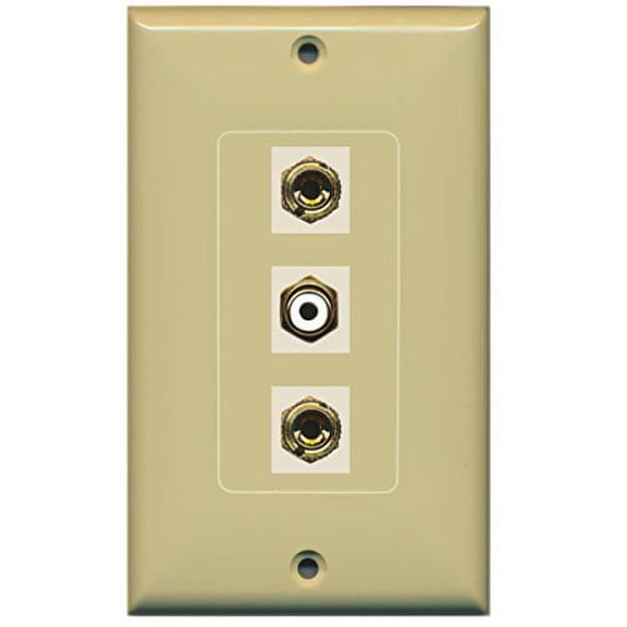 RiteAV - 1 Port RCA White 2 Port Banana Speaker Decorative Wall Plate - Ivory