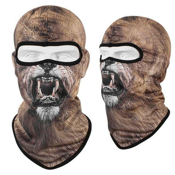 Halloween sunscreen quick-drying headgear motorcycle breathable skull mask fishing riding helmet lining cap (roaring lion, 1 pack)
