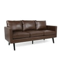 thumbnail image 2 of Noble House Carey Faux Leather 3 Seater Sofa, Dark Brown, 2 of 9