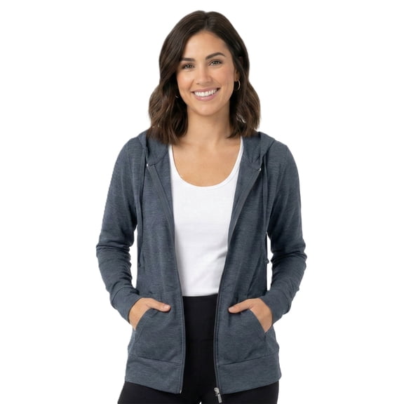 Women’s Lightweight Cotton Blend Zip Up Hoodie Jacket Denim Small