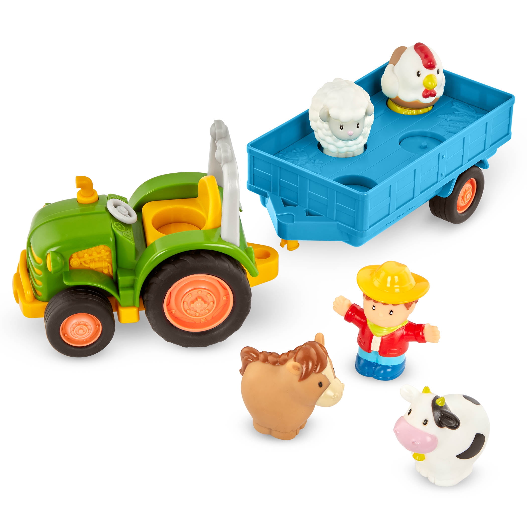 Battat Farming Fun Tractor with 7 Pieces Lights and Sounds, Toddler and Preschool Toys