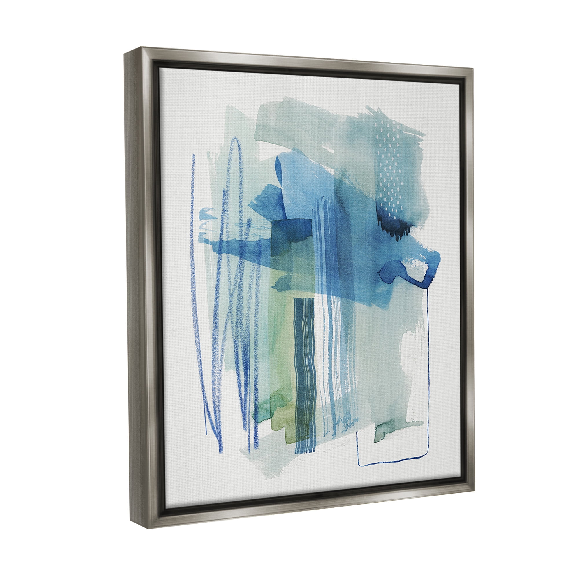 Stupell Industries Chaotic Nautical Abstraction Abstract Painting Gray Floater Framed Canvas Art Print Wall Art, 17 x 21