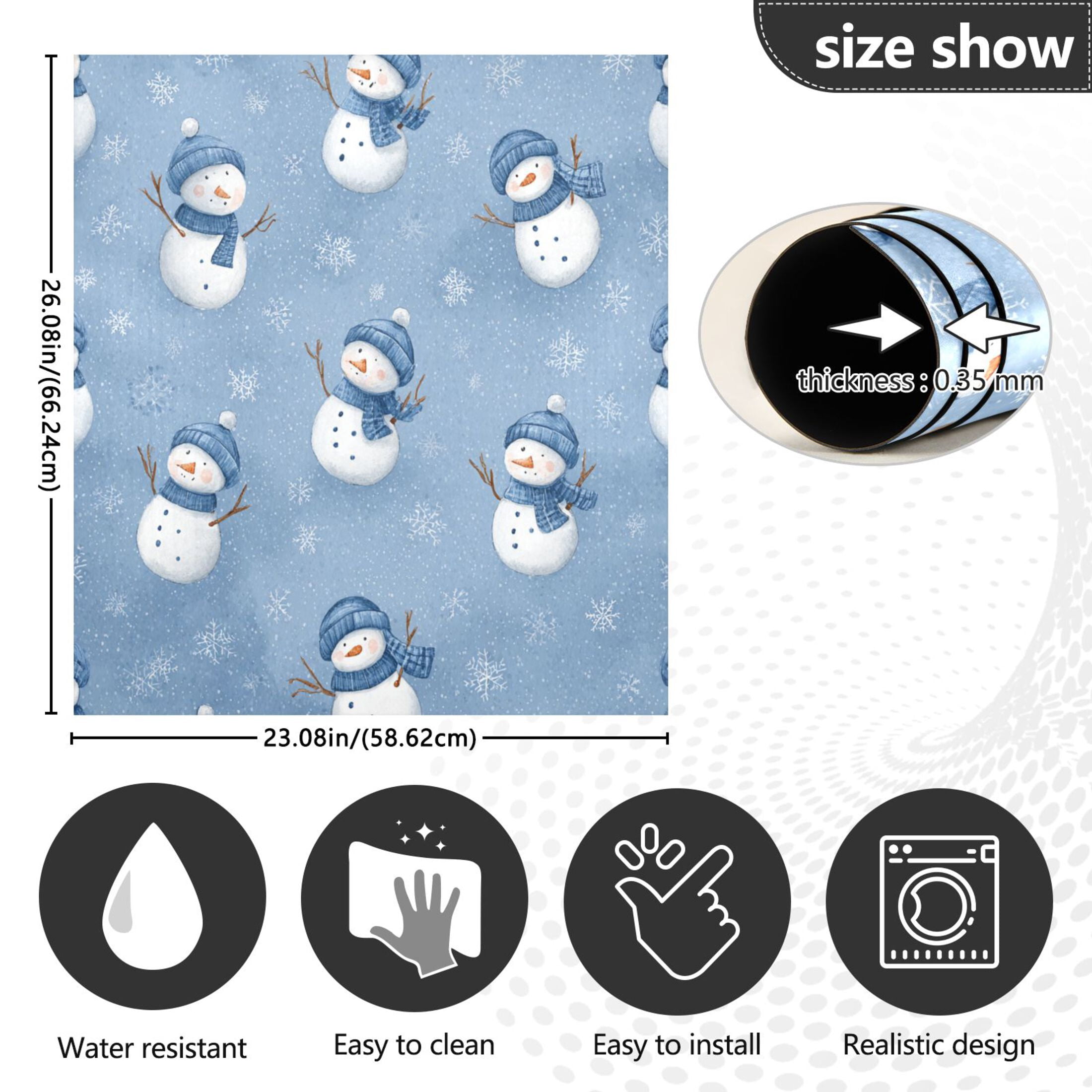 Dishwasher Magnetic Refrigerator Magnet Cover Sticker Home Decorative 23"x26" Cute Branch Snowman Pattern