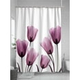 thumbnail image 5 of Purple Tulip Shower Curtain, Flower Transparent Floral Waterproof Shower Curtain Set with 12 Hooks Lightweight Washable Fabric Shower Curtains for Bathroom 36x72 Inches, 5 of 6