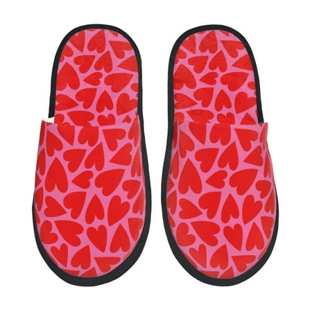 Balery Love Heart Slient Indoor Furry Fleece Comfort House Shoes Soft Non-Slip Home Shoes Cotton slippers House Slippers-- Medium