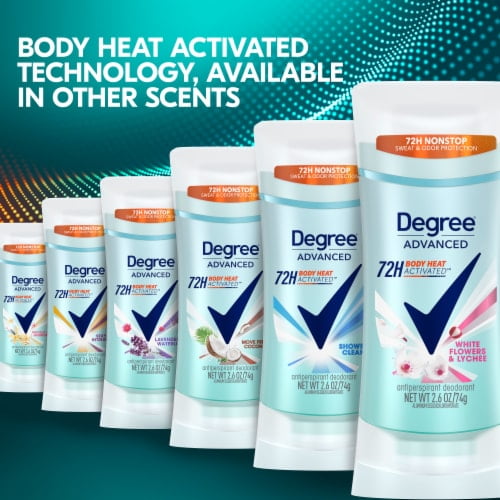2X - Degree Advanced Women's Antiperspirant Deodorant Stick White Flowers & Lychee