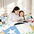 thumbnail image 4 of Manfei Vintage Grid King Size Comforter Sets,Cute Bowknot Comforters King Size,Yellow White,Colorful Stars Reversible,3pcs,1 Comforter and 2 Pillowcases,3pcs,1 Comforter and 2 Pillowcases, 4 of 7