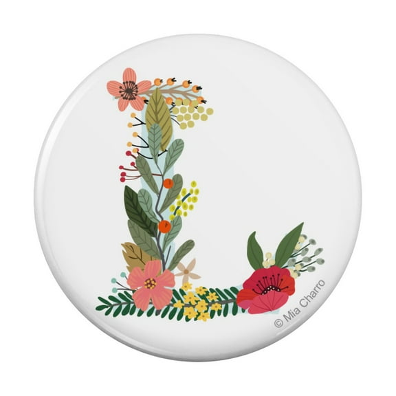 Letter L Floral Monogram Initial Kitchen Refrigerator Locker Button Magnet