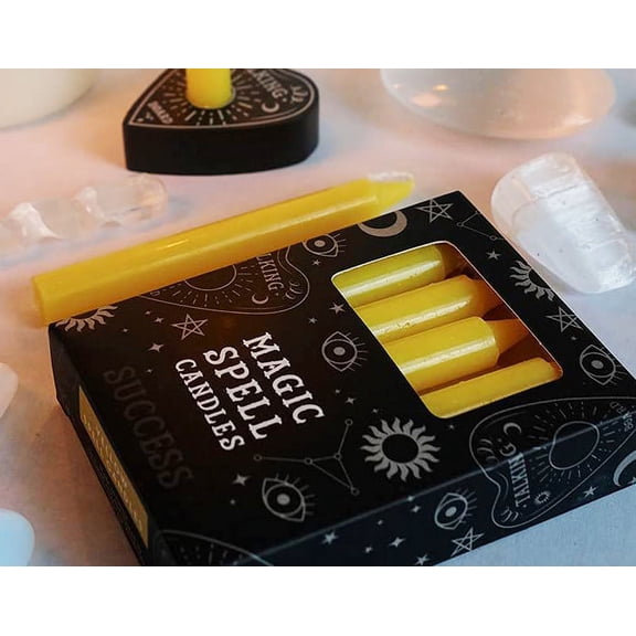 Yellow Success Victory Pack of 12 Wicca Occult Witch Ritual Spell Chime Candles