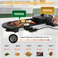 thumbnail image 6 of Moclever Hot Pot with Grill, 2200W Shabu Shabu Pot Korean BBQ Grill Smokeless Non-Stick Separate Dual Temperature Control, for 2-10 People, 110V, Black, 6 of 12