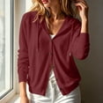 thumbnail image 6 of Vivianyo HD Women's Hooded Button Thin Cardigan, Regular Length Long Sleeve Outerwear, Fall Daily Casual Womens Hoodie for Shopping and Gathering, Sizes S-2XL, 6 of 7