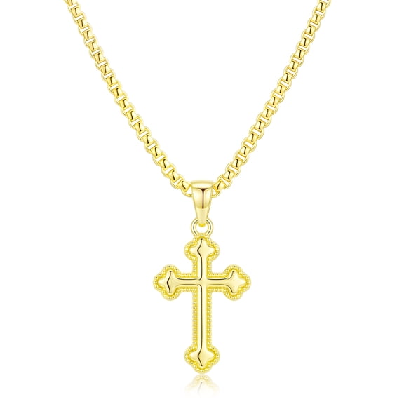 APSVO 18K Gold Plated Cross Necklaces for Women Cross Pendant Chain Catholic Religious Christian First Communion Birthday Easter Basket Stuffers Jewelry Gifts Adults Age Ideas