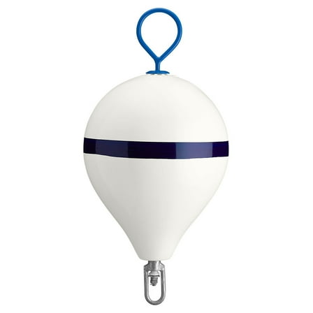 Polyform Mooring Buoy w/Iron 17" Diameter - White Blue Stripe