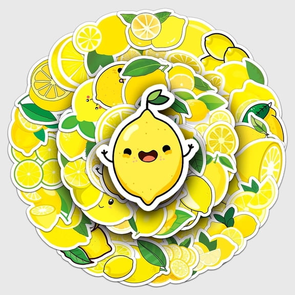 BESTSKY 50Pcs Cute Lemon Stickers,Waterproof Vinyl Lemon Decals for Laptop,Water Bottle,Skateboard,Luggage,Cup Mobile Phone,Computer,Scrapbook,Diy Fruit Stickers for Kids