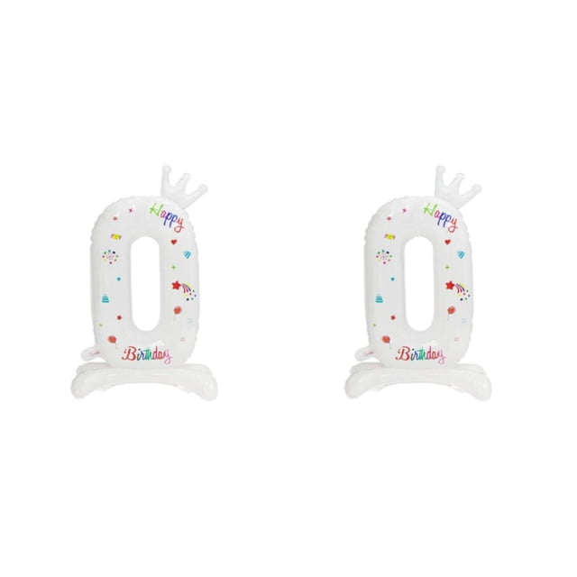 Youkk Metal Fun With DIY White Standing Digital Balloons For Birthday Parties Multiple Numbers Can Be Paired Freely Spherical Number 0 2Set