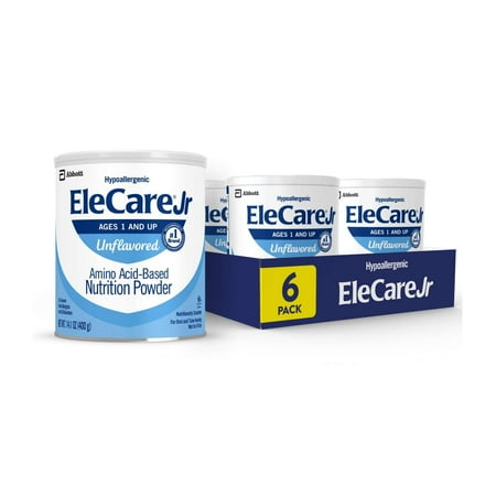 EleCare Jr Amino Acid-Based Nutrition Powder, Unflavored, 14.1-oz Can, Pack of 6
