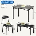 thumbnail image 3 of Dining Table Set for 4, Kitchen Table with Chairs for 4, Rectangular Wood Dining Room Table Set with Upholstered Bench for Small Space, Dinner, Apartment, Retro Grey, 3 of 9