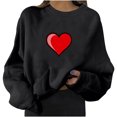 thumbnail image 1 of Mode Automne pour Femmes Chandail en Molleton Surdimensionné Imprimé Cœur Col Rond Chandail à Manches Longues Vêtements d'Hiver, 1 of 4