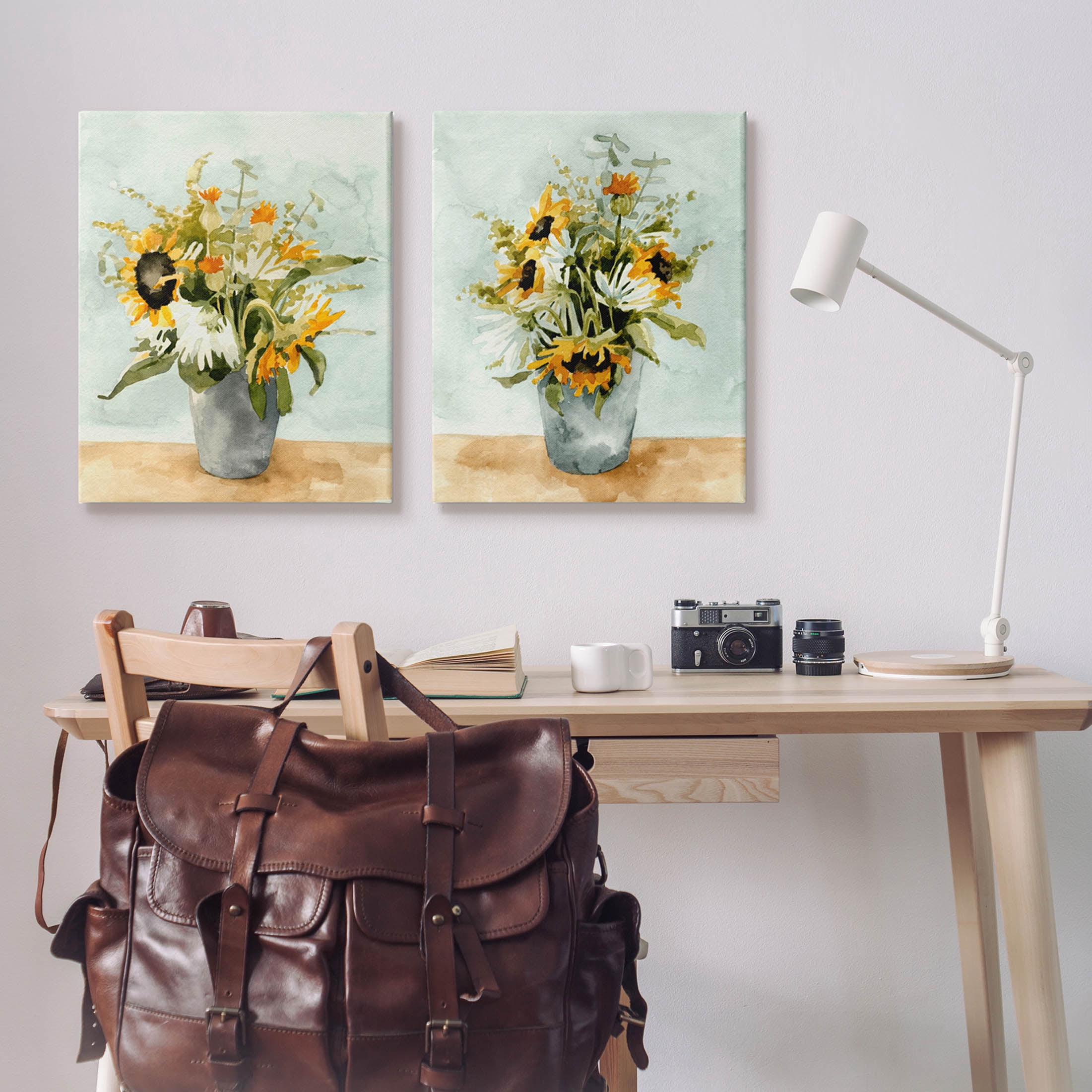 Stupell Industries Traditional Country Sunflower Bouquets Painting Gallery Wrapped Canvas Print Wall Art, Set of 2, Design by Emma Caroline