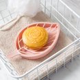 thumbnail image 2 of 6 Pcs Plastic Leaf Shape Soap Box Dish Soap Storage Plate Tray Holder Case Container For Bathroom Bathroom Kitchen Counter Or Sink (blue, Pink, Green), 2 of 4