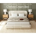 thumbnail image 6 of King Size Bed Frame with Wingback Headboard, Platform Upholstered in Performance Fabric, Free Assembly - Boho, Modern Style - Rounded Corners, Non-Slip, Low-Profile, Bedroom, Curved (Cream, King), 6 of 8