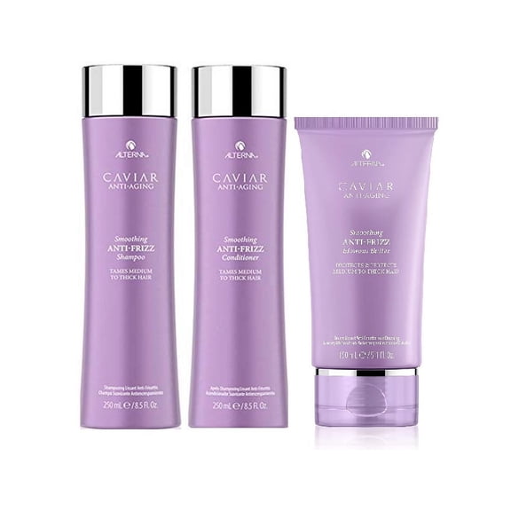 Alterna Caviar Anti-Aging Smoothing Anti-Frizz Shampoo 8.5 oz , Conditioner 8.5 oz and Blowout Butter 5.1 oz