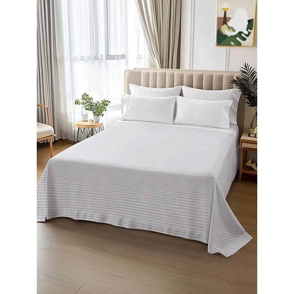 King Size Flat Sheet Only,Gray Stripes Seamless Soft Top Bed Sheets Breathable Bedding Sheet Modern Minimalist Art Microfiber Hotel Luxury Top Sheets