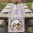 thumbnail image 4 of Easter Bunny Table Runner - 72 Inch Long Spring Easter Eggs Chick Floral Purple Check Cotton and Linen Blended Dress Scarves Farmhouse Table Runner for Kitchen Dining, Coffee Table, 13" x 72", 4 of 8