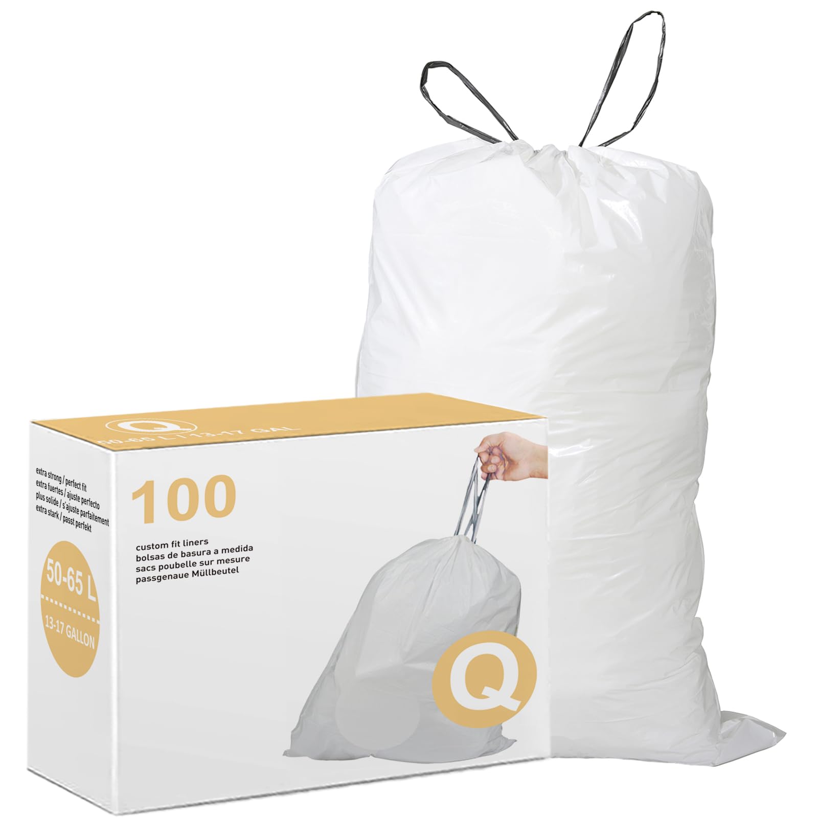 Bolsas de basura Display Forever Code Q 40-65 L, 100 unidades, blancas ...