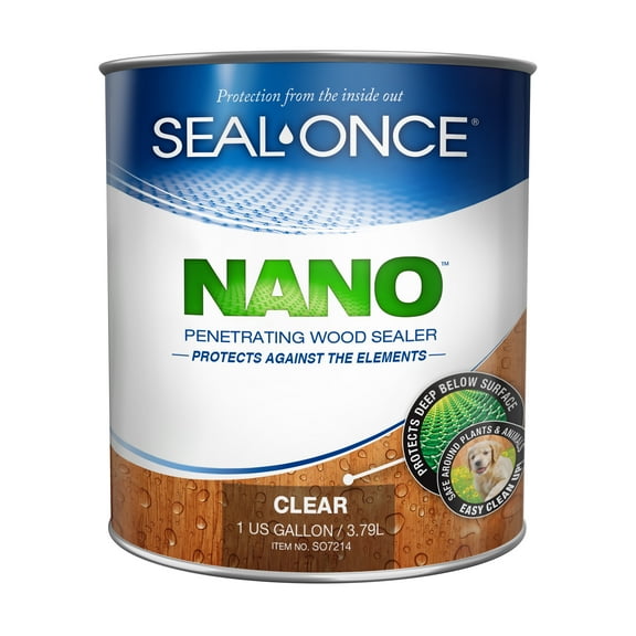 SEAL-ONCE NANO Flat Clear Water-Based Premium Wood Sealer 1 Gallon - Outdoor Use