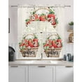 thumbnail image 2 of Strawberry Kitchen Curtains Swag Valance and Tier Curtains Set 36 Inch Length, Summer Fruits Basket Botanical Floral Rod Pocket Drape Panels Pair Swag Curtain for Bathroom/Cafe/Window, 2 of 6