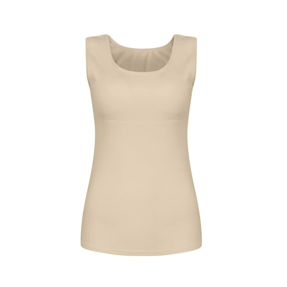 Sports Sling Vest with Built-In Bra, Womens Camisole Tank Tops Body Shaper Tummy Control Compression Shirts Woman for Women Plus Size Shapewear Tube Bandeau Top Built In Bra Beige L