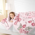 thumbnail image 3 of Manfei Cartoon Ribbon Bow Tie Twin Comforter Sets 3-Piece for Kids Girls,Cute Flowers Cherry Bedding Set for Teens Women,Pink Reversible,Lightweight Room Decor, 3 of 6