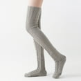 thumbnail image 3 of Costyle Women's Knit Thigh High Boot Socks Extra Long Winter Stockings Leg Warmers, Gray, 3 of 3