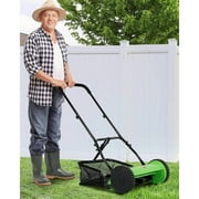 NiamVelo Push Lawn Mower 15-inch Manual Mower 2 WheelsPush Reel Mower with Grass Catcher, Green