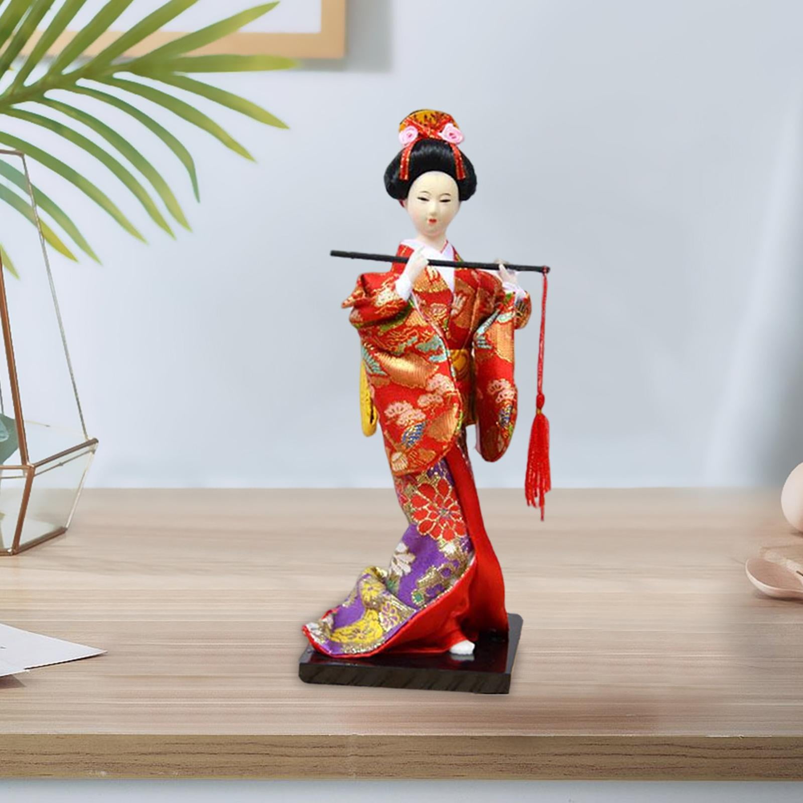 Handbemalte Japanische Kimono Puppe - Stabile Geisha Figur Als Tischdekoration Für Restaurant & Zuhause
