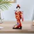 thumbnail image 3 of 11 Pouces Poupée Kimono Japonais Geisha Statue de Fille Humanoïde Décor en Résine Fait Main Rouge Rouge avec Flûte, 3 of 7